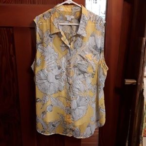 Chiffon button down tank with white camisole